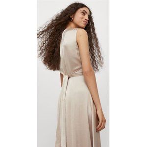 Midi length draped champagne dress